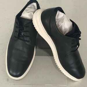 Cole Haan Black Leather Oxfords with White Soles